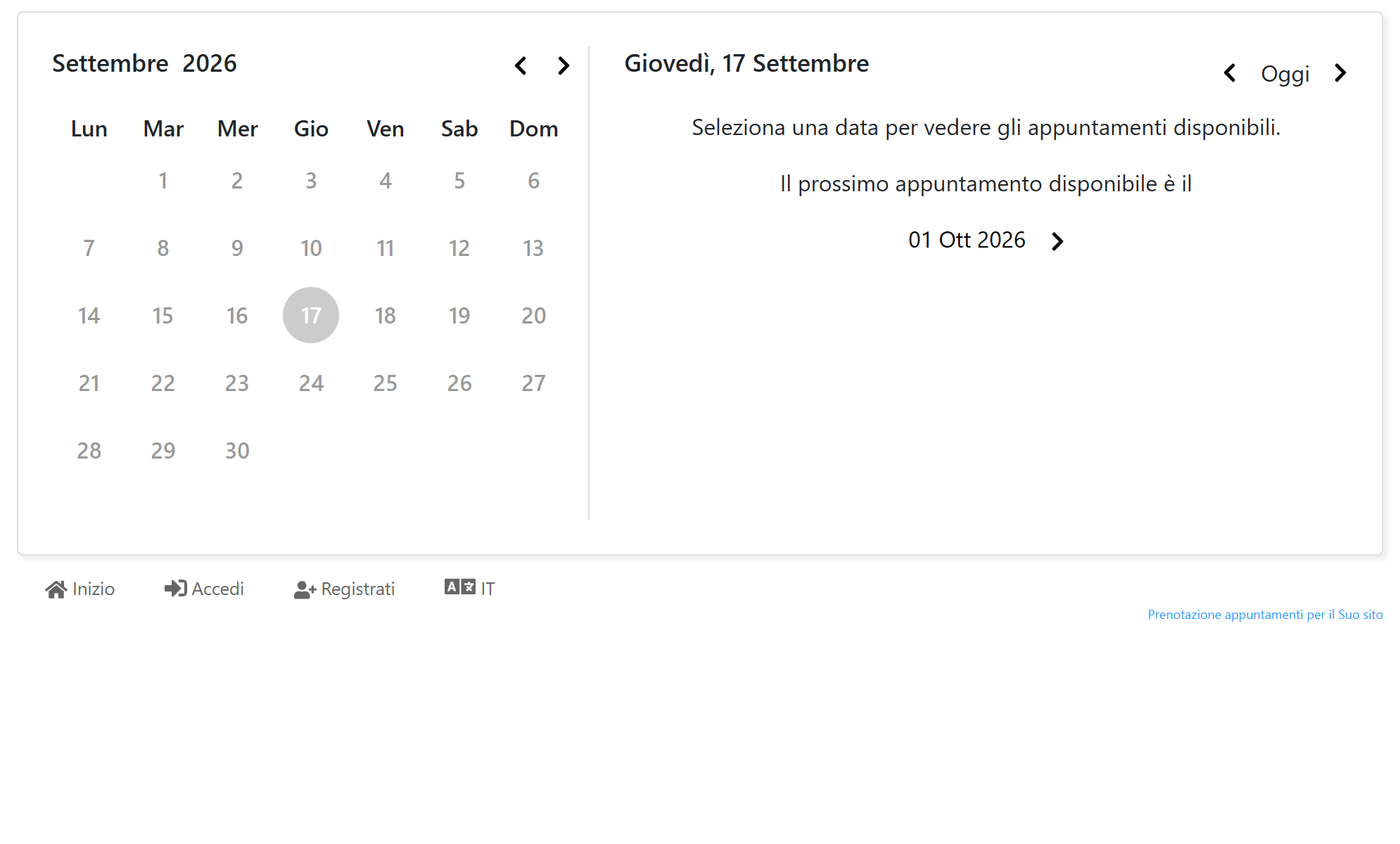 Il primo appuntamento disponibile per i nuovi clienti è almeno 14 giorni più avanti