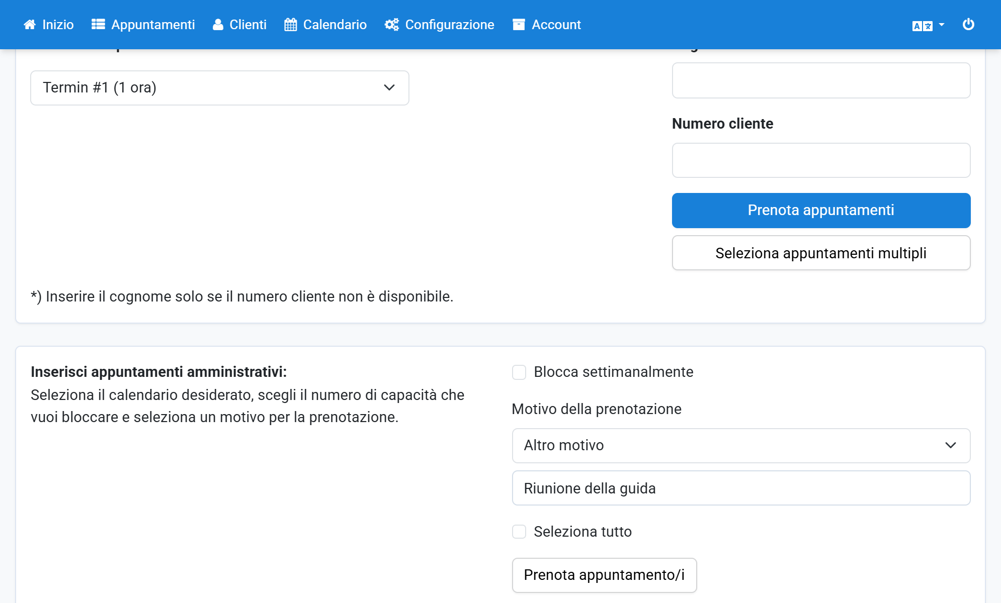 Inserire un motivo, per esempio Riunione