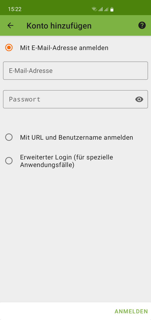 Selezioni Accedi con URL e nome utente