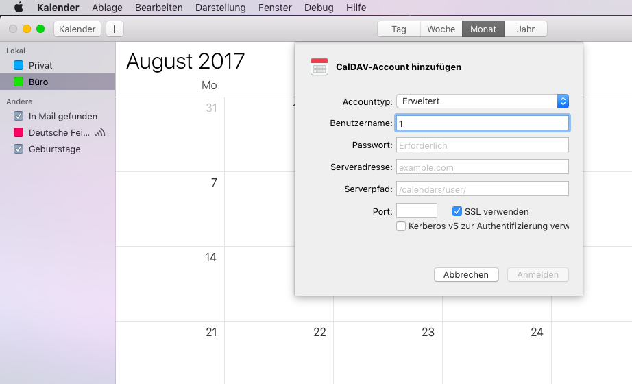 Incolli il nome utente in Calendario Apple