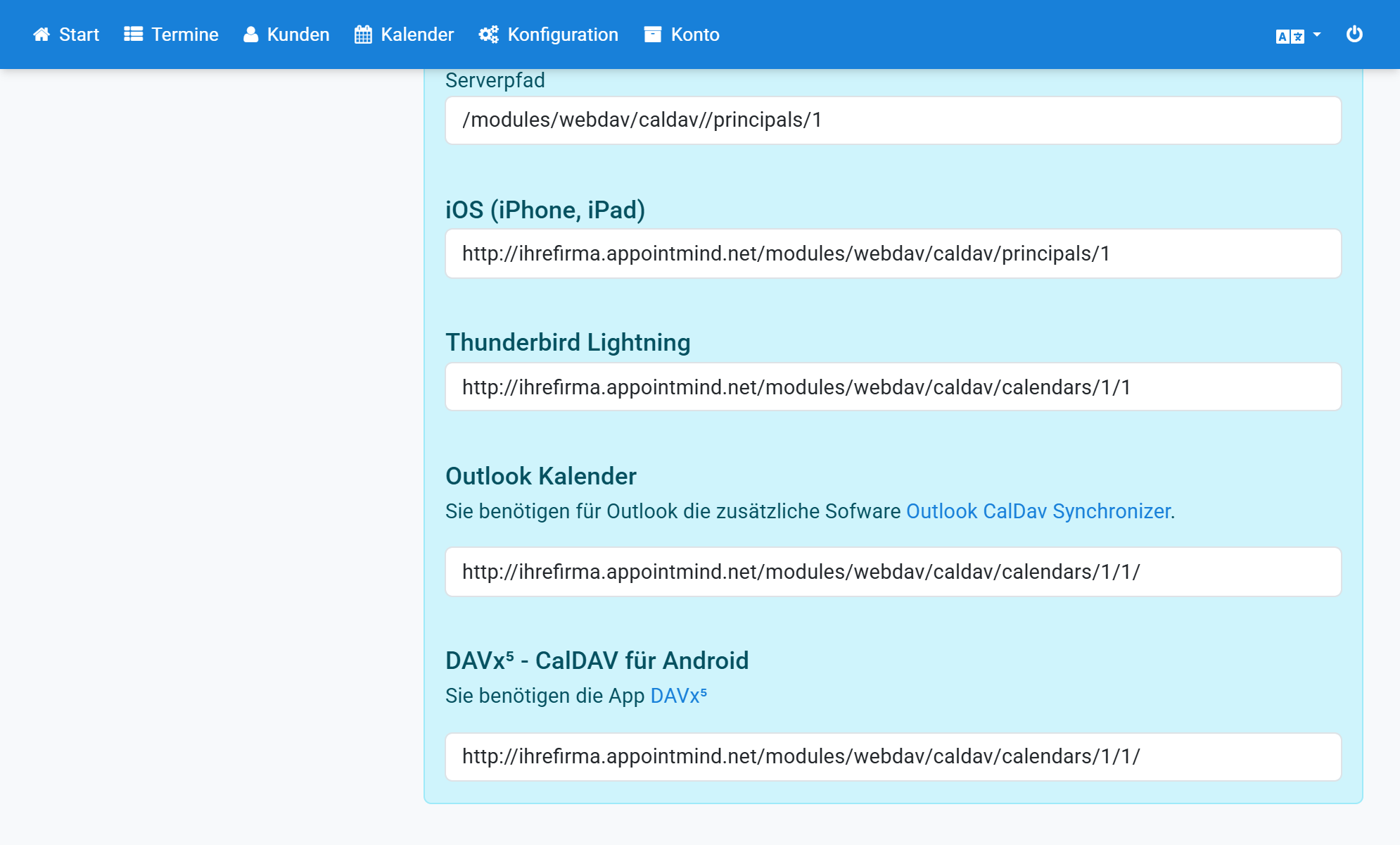 Copi l'URL per il calendario Outlook