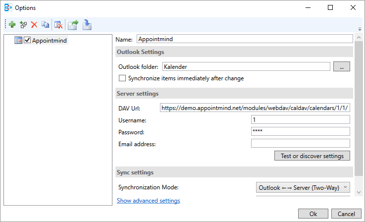 Faccia clic su Show advanced settings
