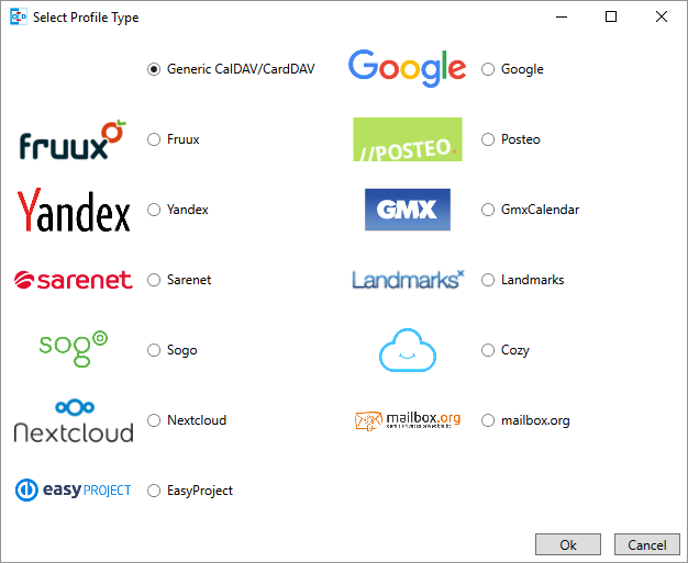 Selezioni Generic CalDAV/CardDAV