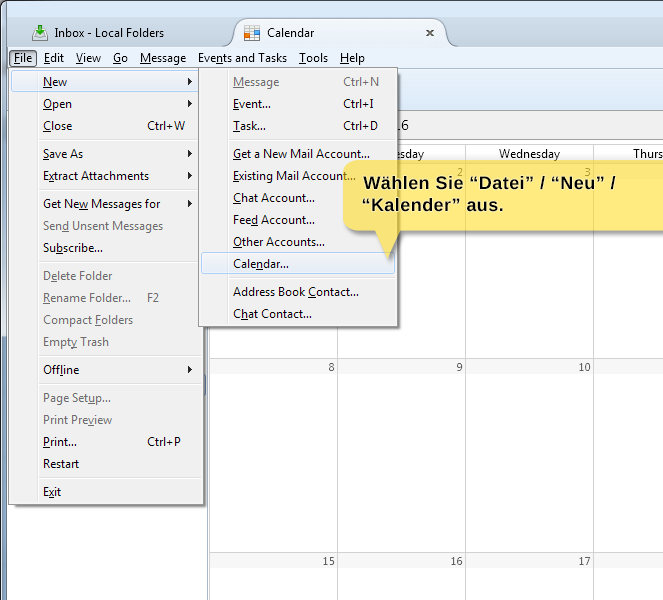 1. Nel menu File selezioni Nuovo e poi Calendario