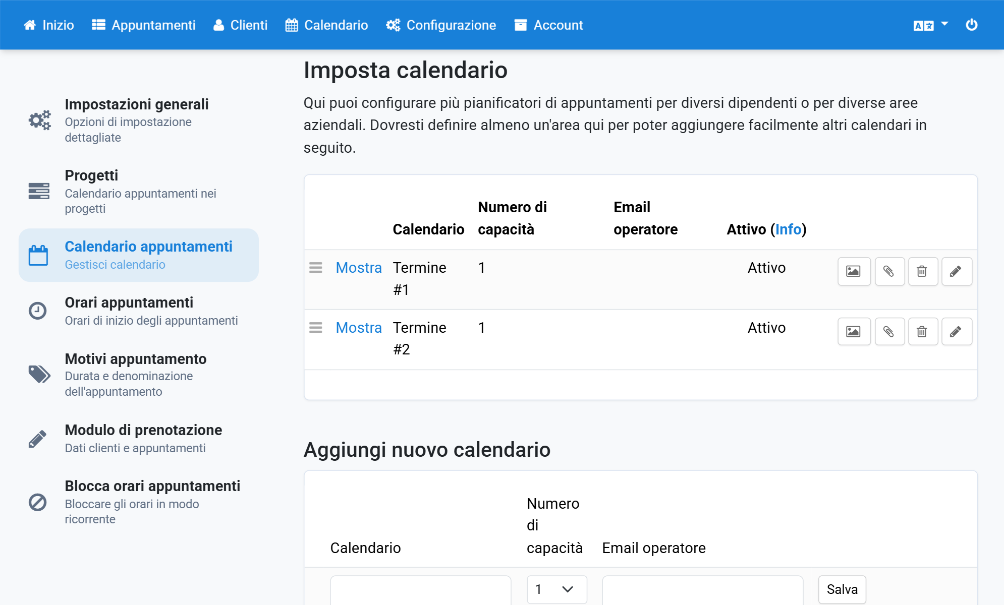 Clicchi sull'icona a matita Modifica del calendario da cambiare