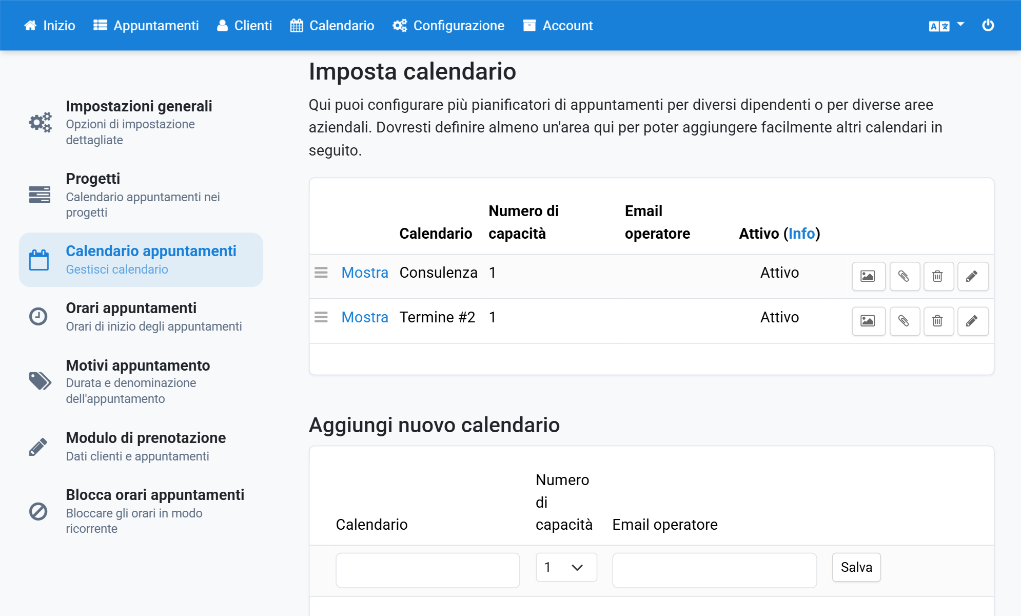 Il calendario compare nell'elenco con il nuovo nome