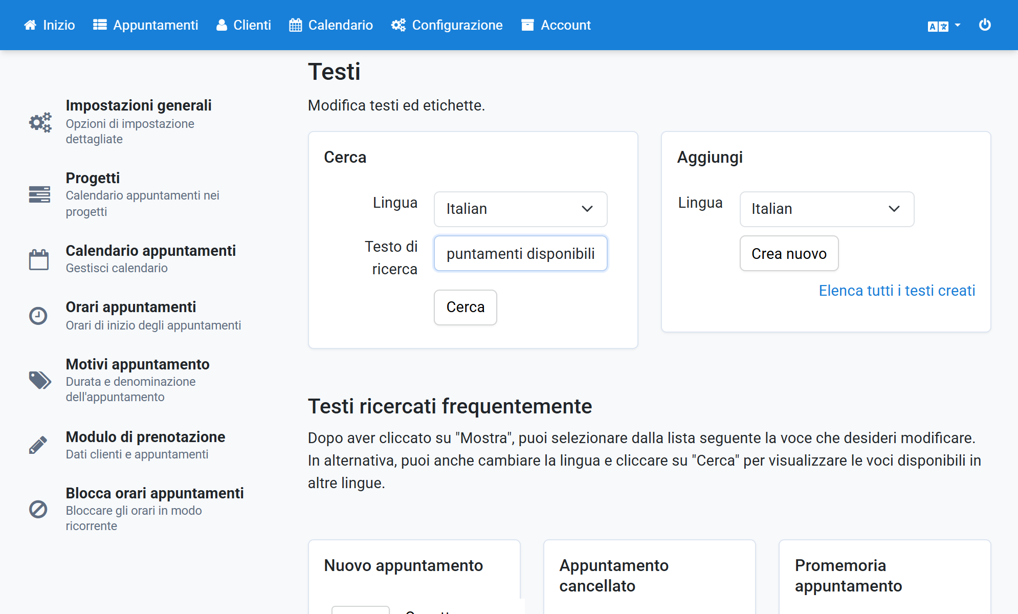 Cercare appuntamenti disponibili e fare clic su Cerca