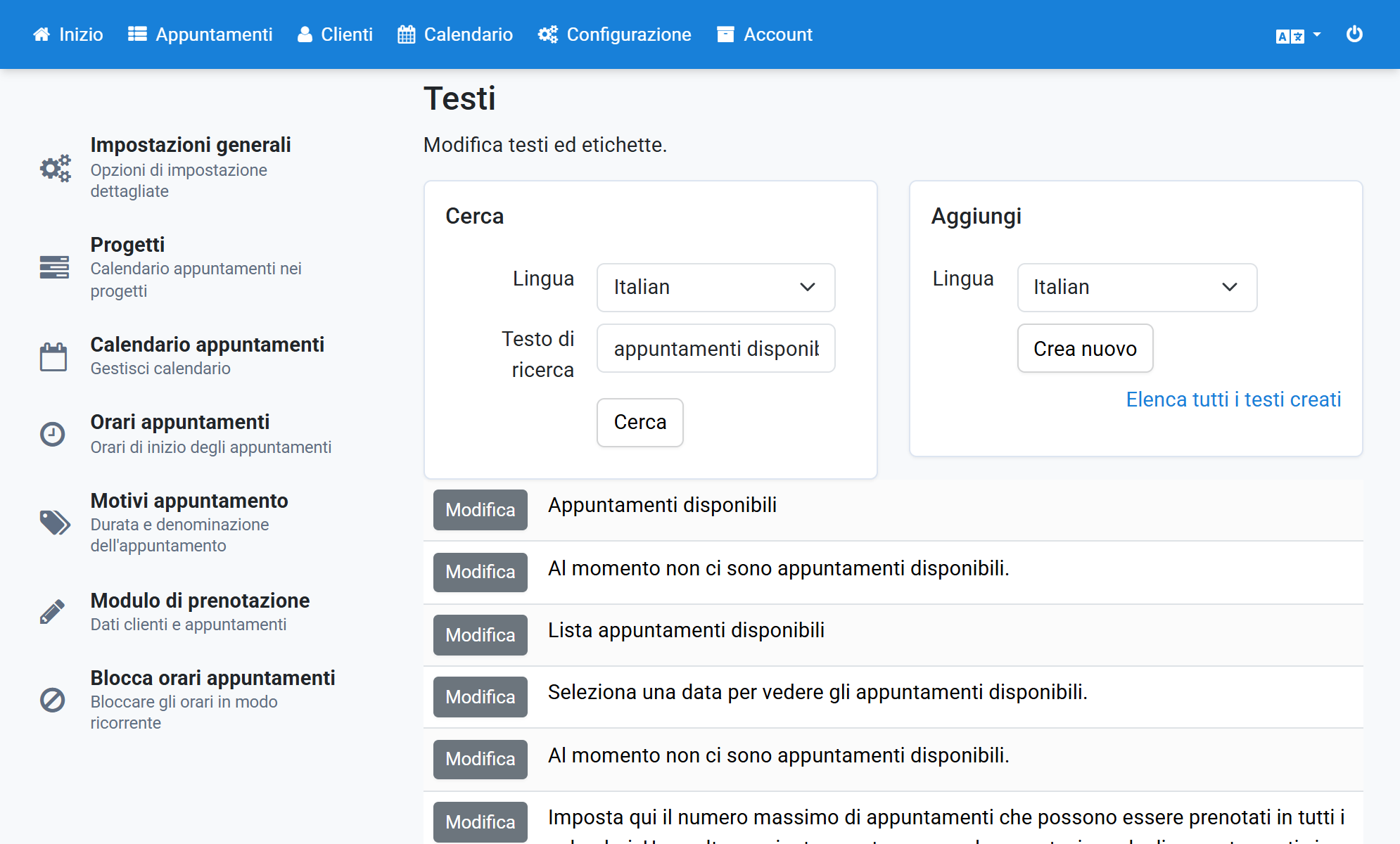 Fare clic su Modifica accanto al testo corrispondente