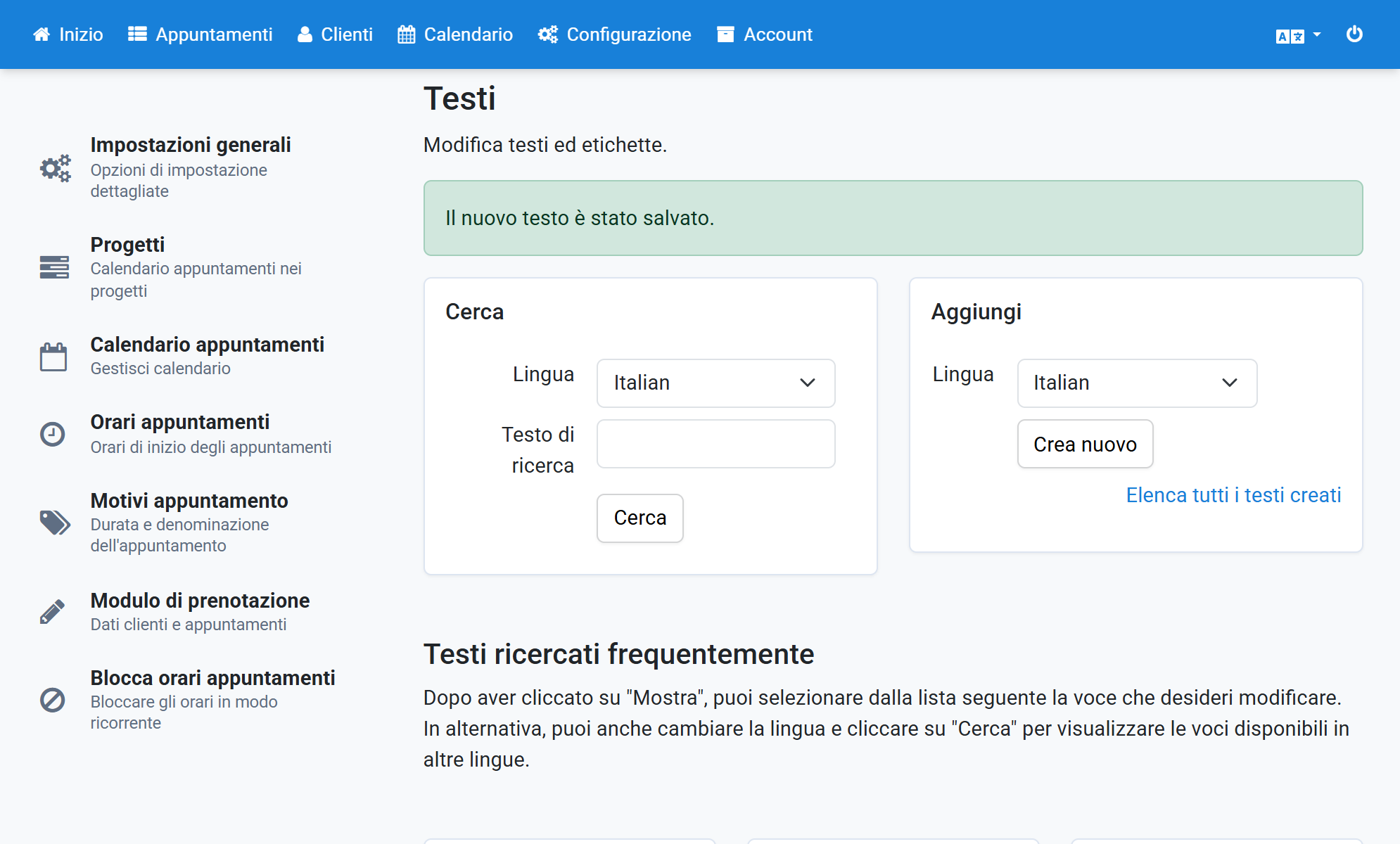 Viene visualizzato un messaggio di conferma