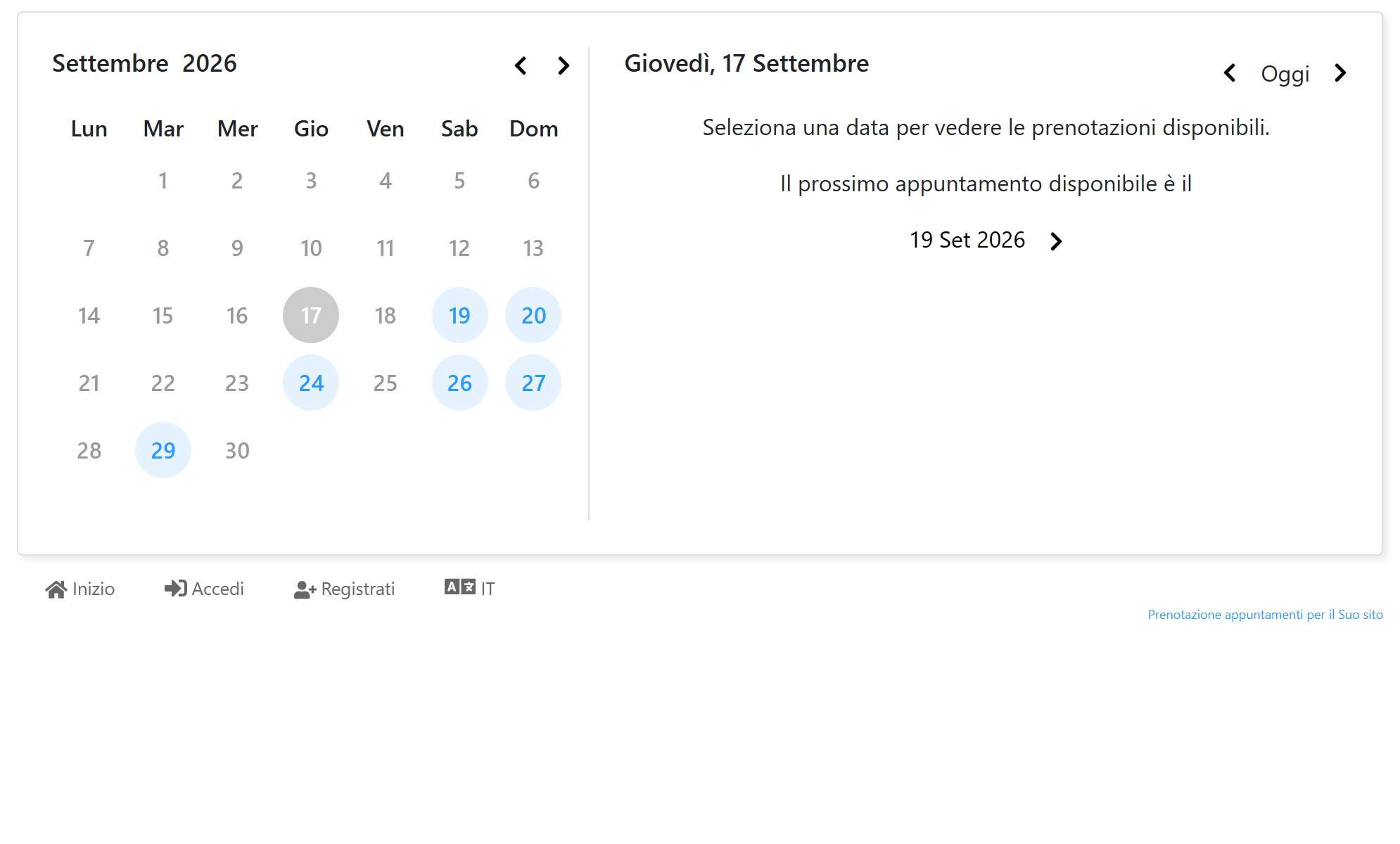 Aggiornare la pagina di prenotazione per vedere il testo modificato