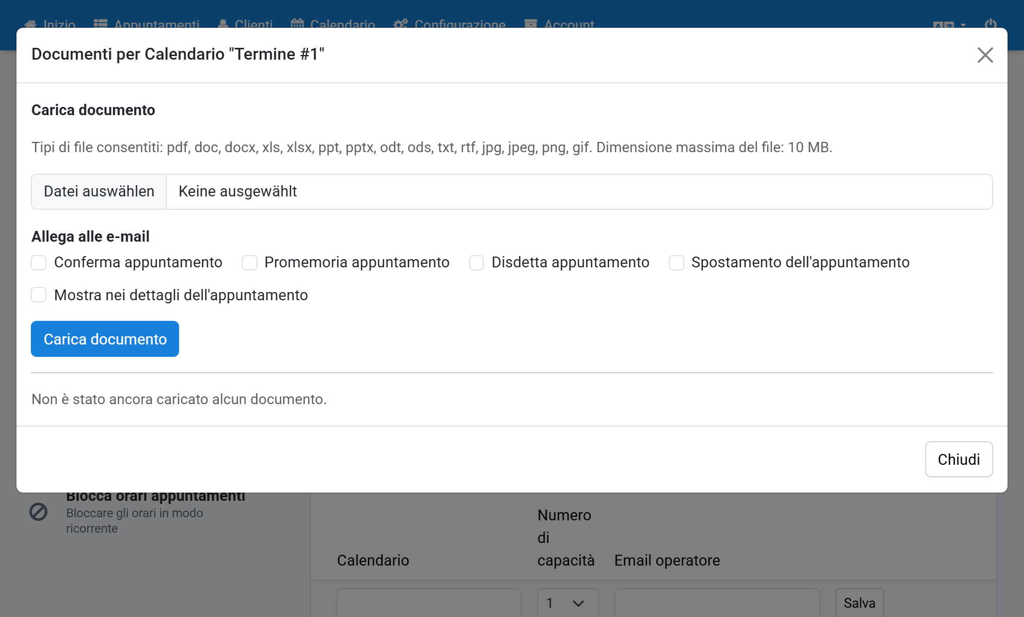 Clicchi su Datei auswählen e selezioni un documento, per esempio un PDF di massimo 10 MB