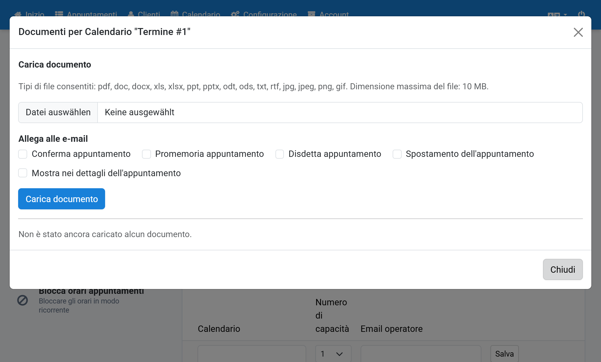Il documento è stato eliminato e non viene più allegato alle e-mail