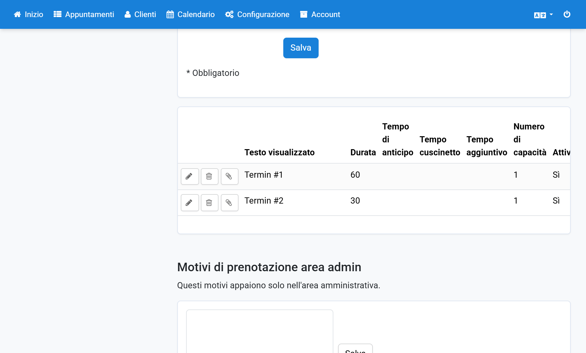 Clicchi sull'icona della graffetta accanto al motivo appuntamento desiderato