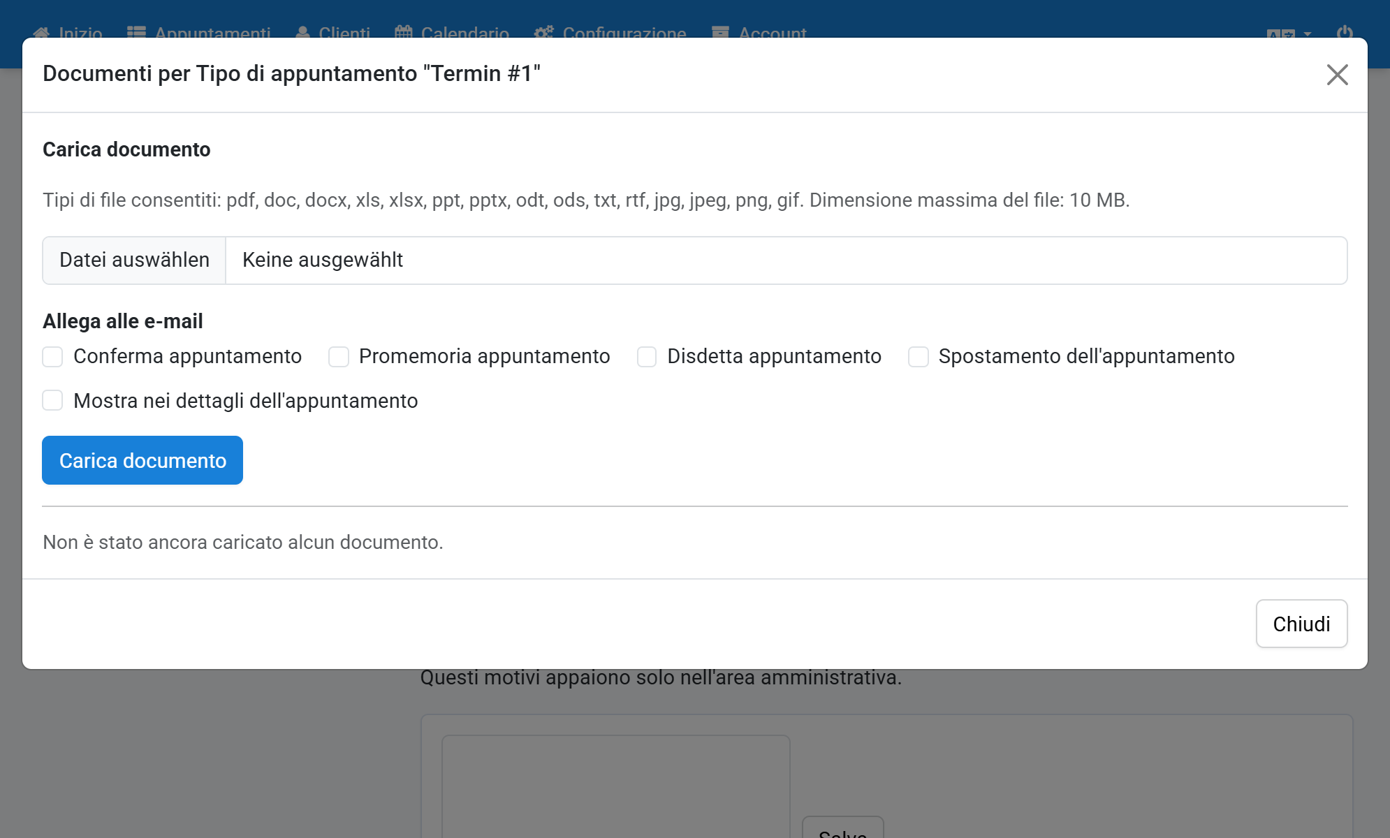 Clicchi su Datei auswählen e selezioni un documento, per esempio un PDF di massimo 10 MB