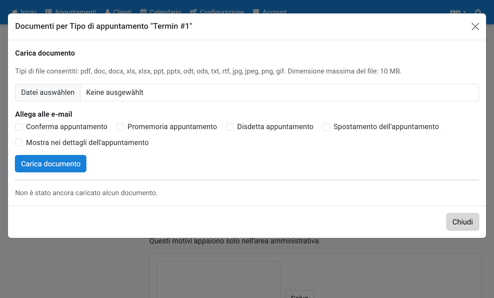Il documento è stato eliminato e non viene più allegato alle e-mail