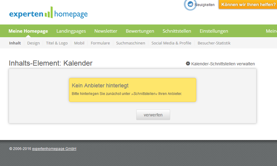 Clicchi su &nbsp;Kalender-Schnittstellen verwalten