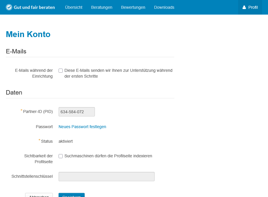 Selezionare e copiare l'ID partner