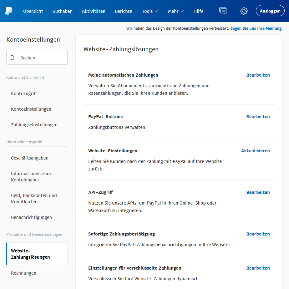 Selezionare Soluzioni di pagamento per siti web