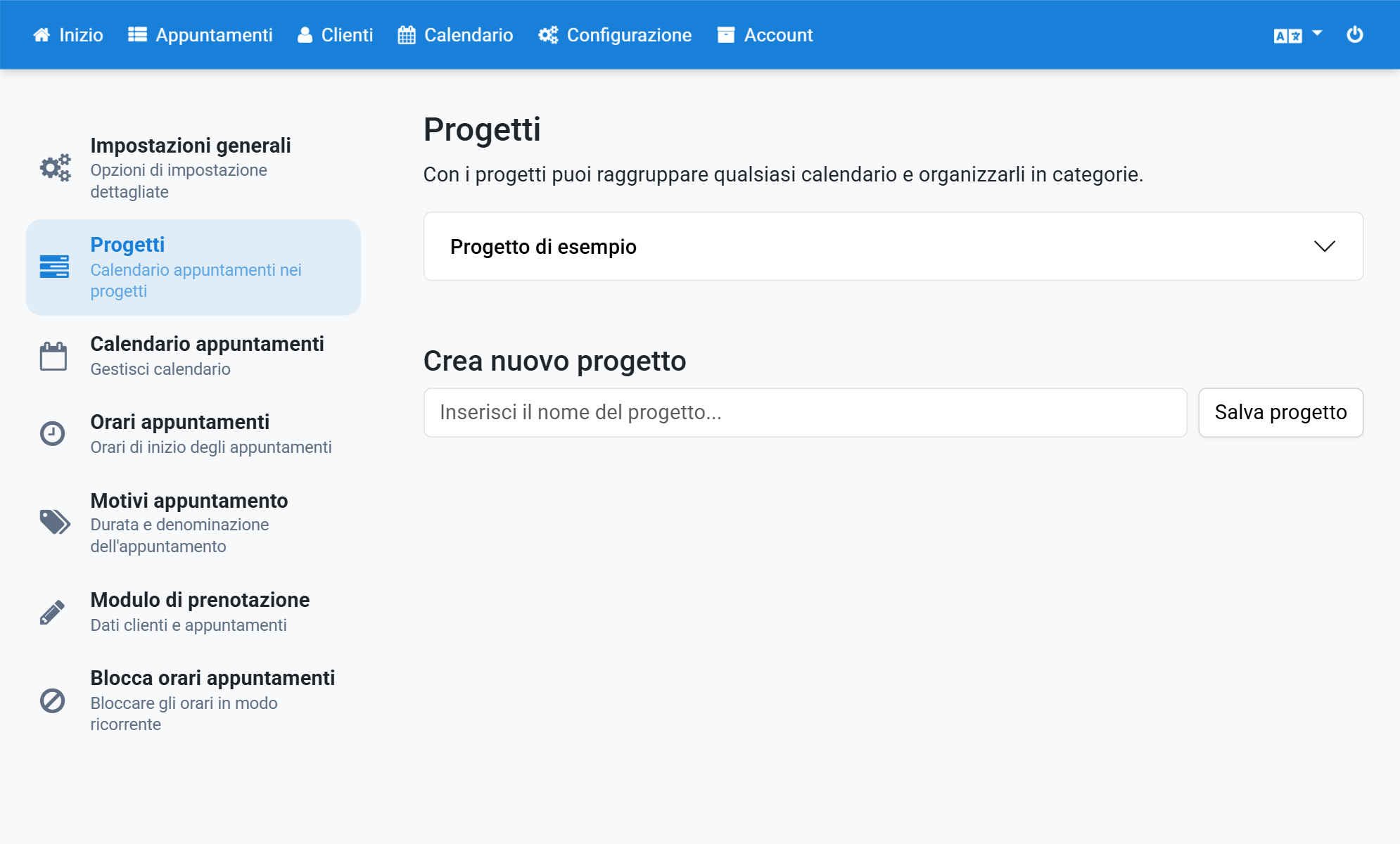 Faccia clic sul progetto