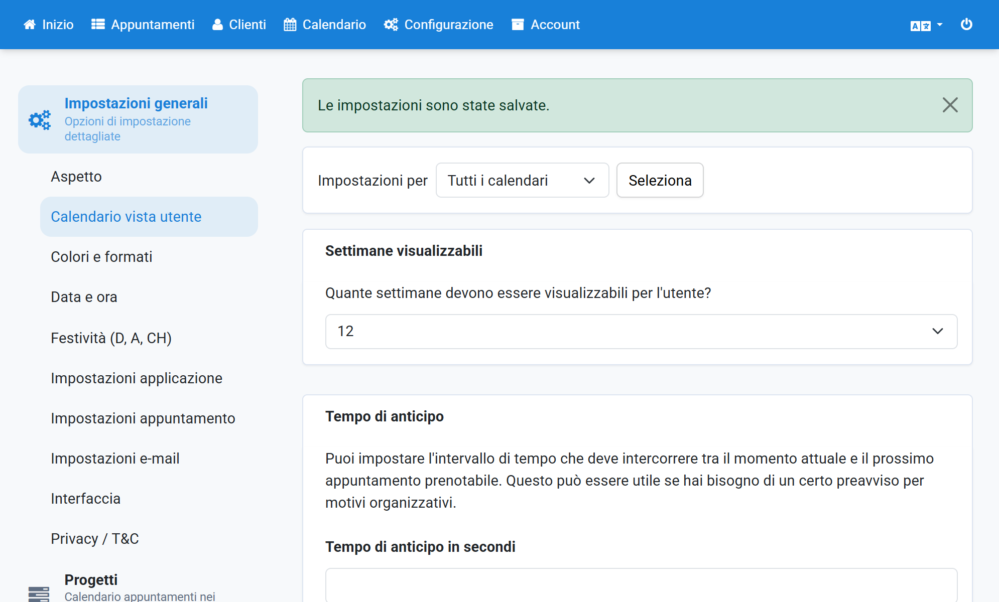 Fare clic su Calendario nella navigazione
