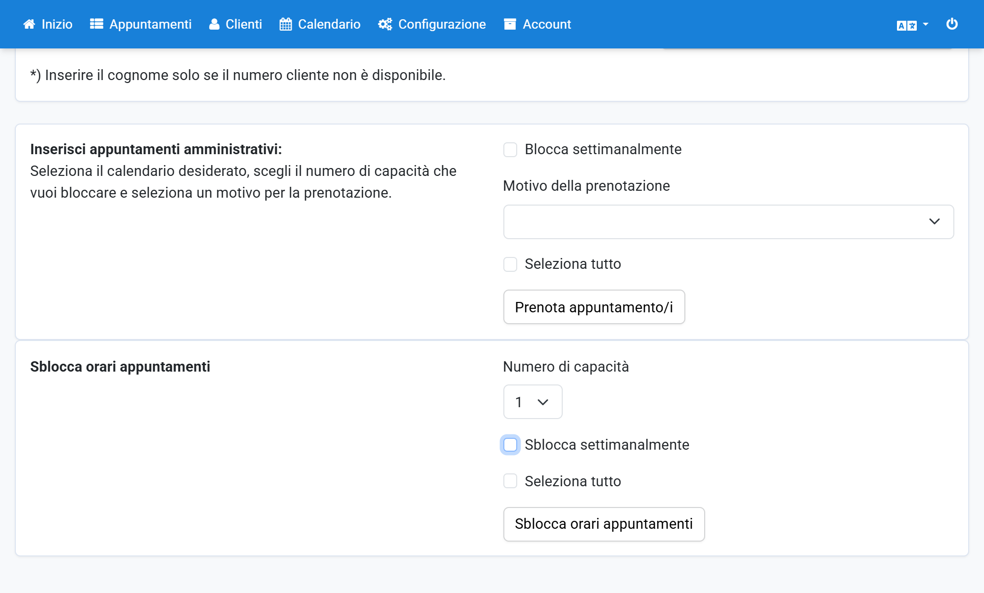 Fare clic su Rilascia orari appuntamenti