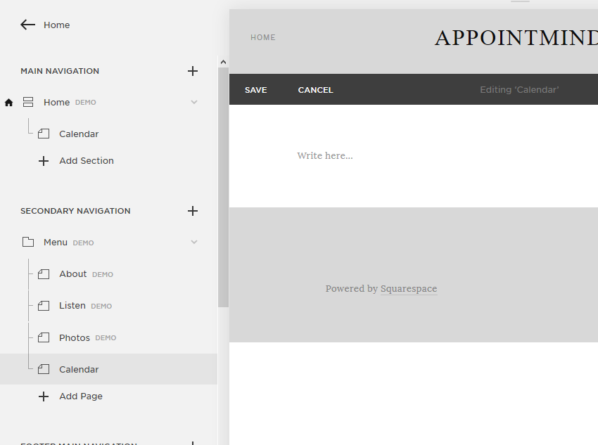 Acceda a Squarespace e apra una pagina da modificare