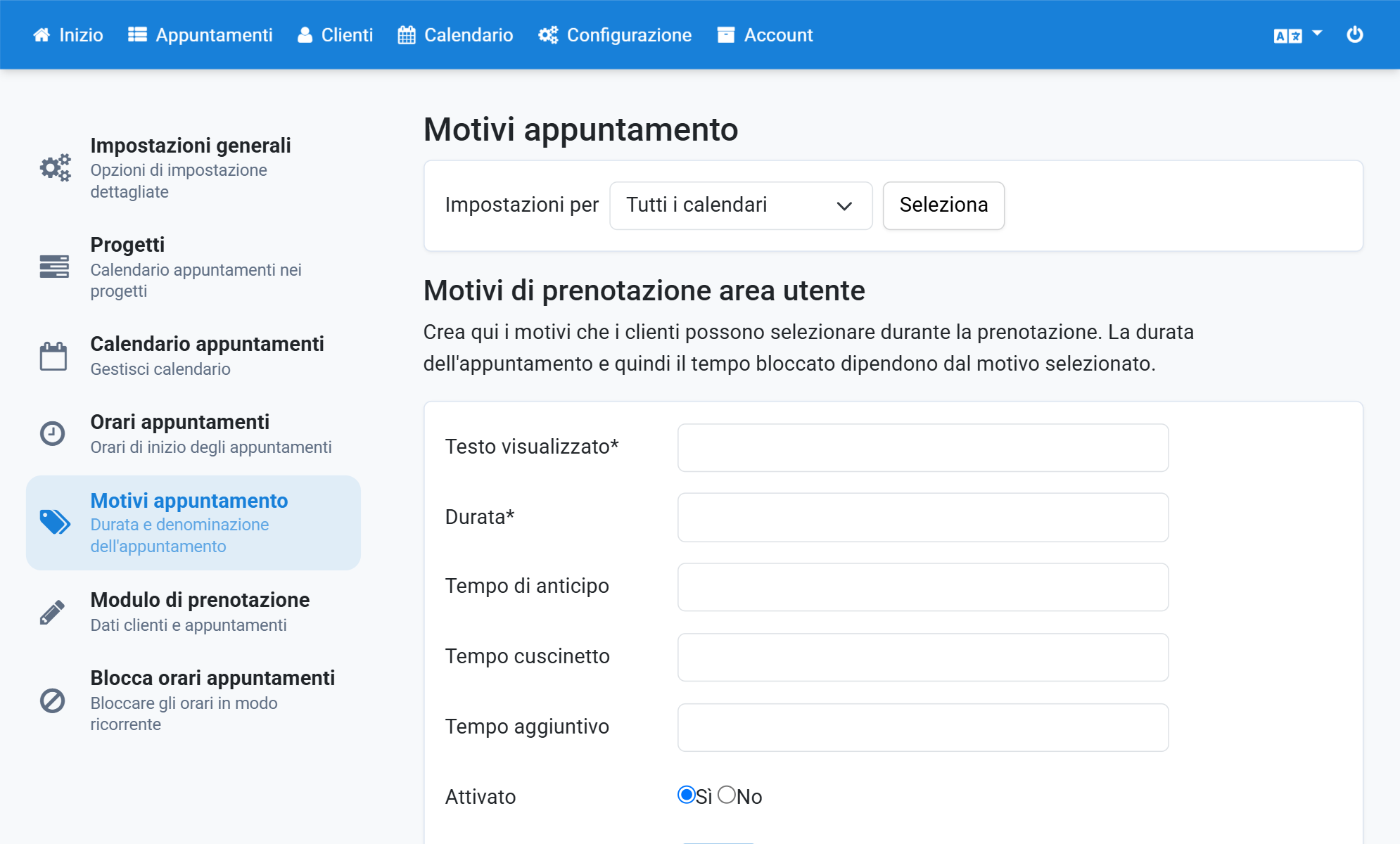 Fai clic su Configurazione
