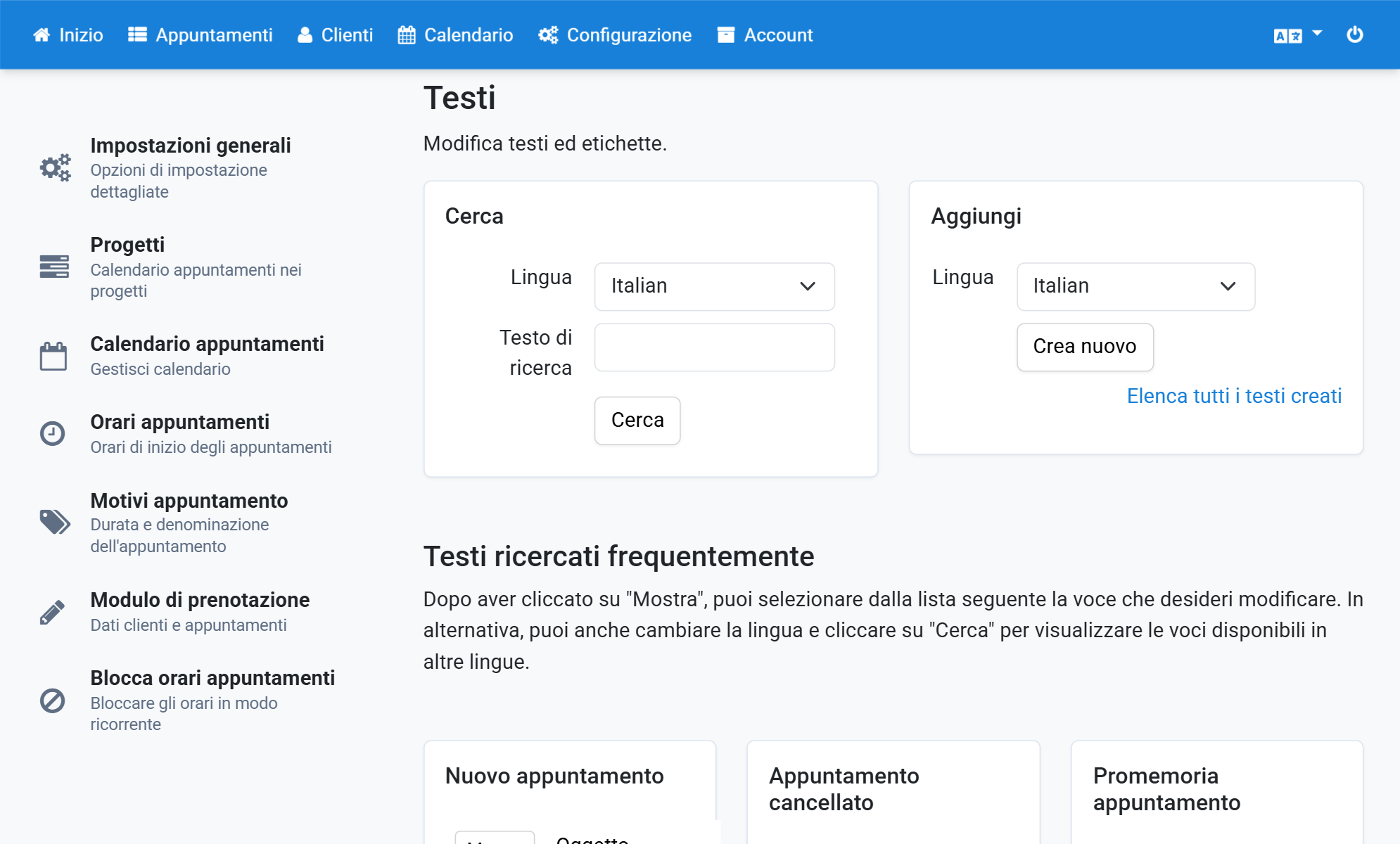Seleziona Italian e fai clic su Crea nuovo